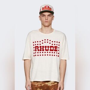 Rhude Flocked Burnout Tee Vintage White Size L